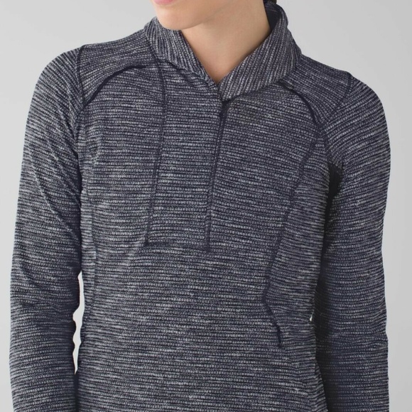LULULEMON Think Fast Thumbhole Half Zip Pullover Long Sleeve in Coco Pique Black - Picture 4 of 13